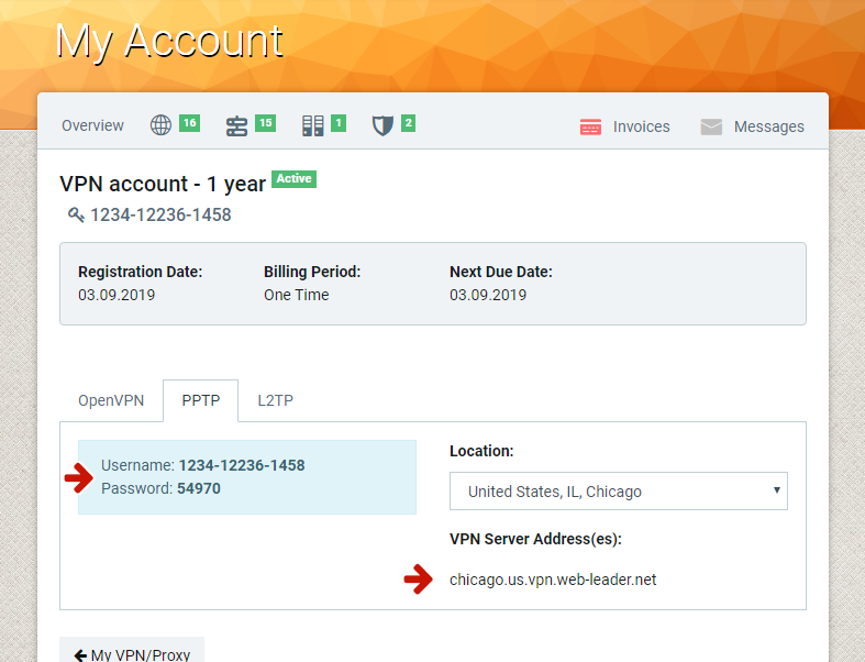 VPN Account Info