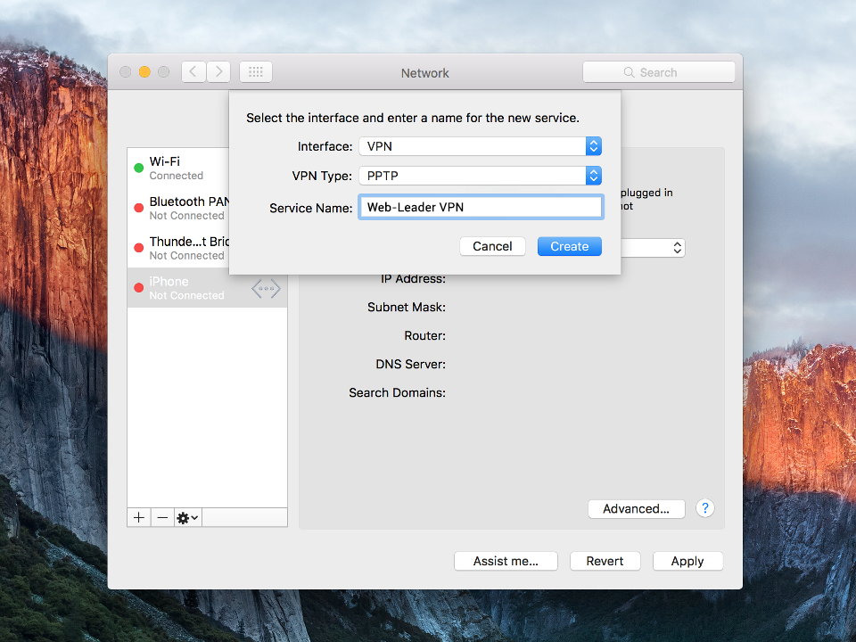 How to setup PPTP VPN on Mac OS X | Knowledgebase | Web-Leader.net